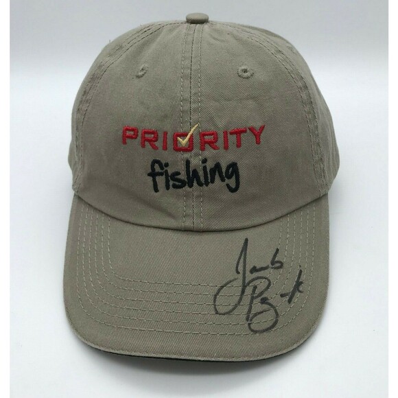 Priority Fishing Tournament Khaki Strapback Logo Cap Signed by Jacob Powroznik - Picture 1 of 10